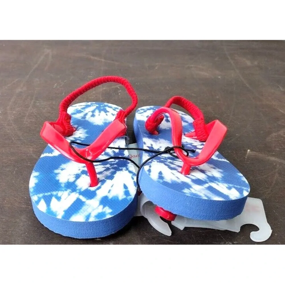 Cat and Jack Kids Toddler Sandals‎ Flip Flops Blue Tie Dye Red Strap Size M 7/8